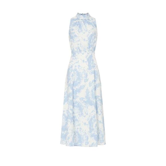 Thakoon Collective Dress High Neck Sleeveless Midi Blue White Tie Dye Size 4 - Picture 5 of 11